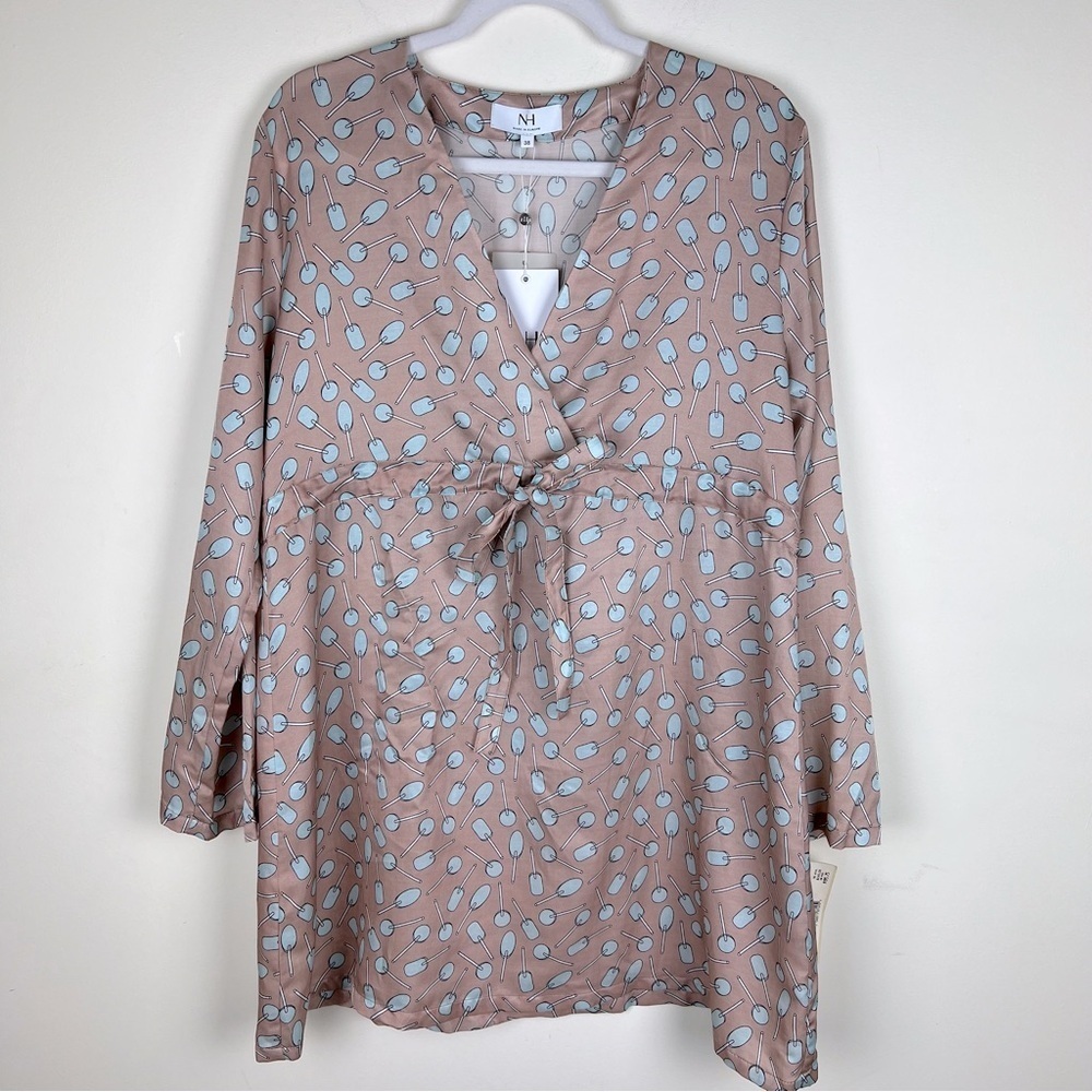 Nadine H Made In Europe | Silk Blend Empire Waist Surplice Tunic Top | 6